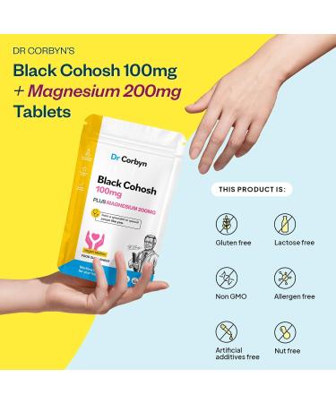 Dr Corbyn Black Cohosh 100mg with Magnesium 200mg (360 Tablets) | Menopause Support | High-Strength 1-a-Day Black Cohosh & Magnesium Tablets | Vegan & UK Made 360 Count (Pack of 1) - Buy Online on SooperMarket.com