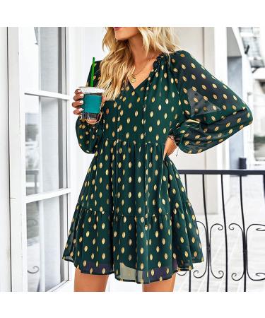 Naroote Womens Fashion Dress V-Neck Breathable Drawstring Travel Dress for Business Women Small Dark Green - Buy Online on SooperMarket.com