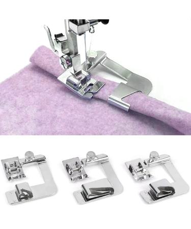 TISEKER 3 Sizes Wide Rolled Hem Pressure Foot Sewing Machine Presser Foot Hemmer Foot Set 1/2 Inch, 3/4 Inch, 1 Inch for Brother Singer and Other Low Shank Sewing Machine