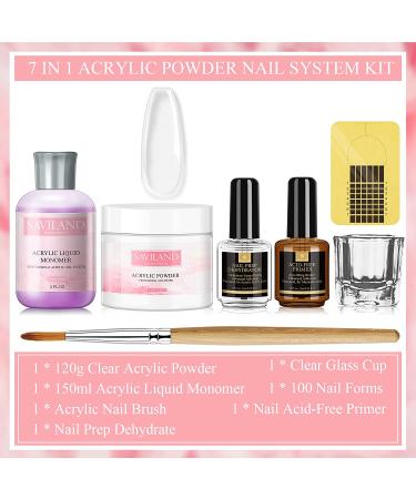 Saviland Clear Acrylic Nail Kit - Professional 4oz Acrylic Powder & 5oz Liquid Set with Nail Dehydrator - Perfect for Acrylic Nails - Buy Online on SooperMarket.com