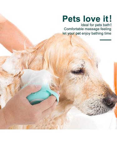 Molain Silicone Dog Cat Bath Brush Comb - Soft Grooming & Massage Brush with Shampoo Dispenser (Blue) - Buy Online on SooperMarket.com