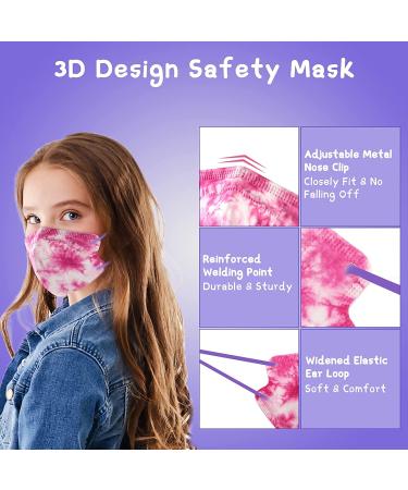 Kids Disposable Tie Dye Face Masks - 30 Pack, 4-Layer, Breathable with Elastic Earloop - Multicolor Protective Masks for Boys & Girls in School & Outdoors - Buy Online on SooperMarket.com