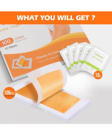 Charmonic Wax Strips for Hair Removal - 100 Count Waxing Kit for Bikini, Brazilian, Leg - Quick & Painless Body Wax Strip for Women & Men with 10 After-Wax Wipes - Buy Online on SooperMarket.com