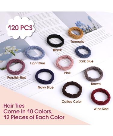 120 Pieces Seamless Hair Ties Hair Bobbles for Women Elastic Hair Ties No Damage Thick Hair Bands Women Girls Ponytail Holders for Thick Heavy and Curly Hair (10 Colors) - Buy Online on SooperMarket.com