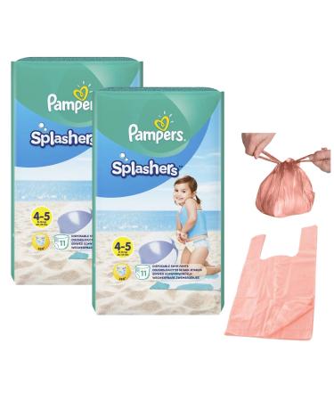 Swim Nappies - Disposable Swimming Nappies with Tilz Nappy Bags Splashers Nappies Size 4-5 for Babies & Toddlers (9-15kg) Disposable Swim Nappies (x22) (Splashers45-22-Tilz)