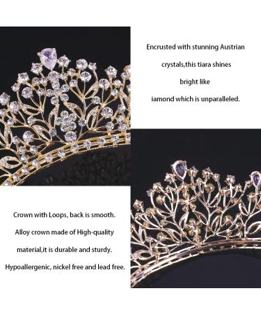 Didder Crystal Tiara - Gold Princess Crown for Women & Girls | Rhinestone Bridal Hair Accessories for Wedding, Prom & Parties - Buy Online on SooperMarket.com