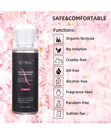 Eyelash Cleanser Concentrate Rose 100ml Professional Lash Extensions Shampoo Natural Foaming Cleanser DIY Paraben & Sulfate Free Non-lrritating Wash for Extensions Lashes with Salon Home Care-Makes 60ml Bottles Eyelash Shampoo Rose 1 count (Pack of 1) - Buy Online on SooperMarket.com