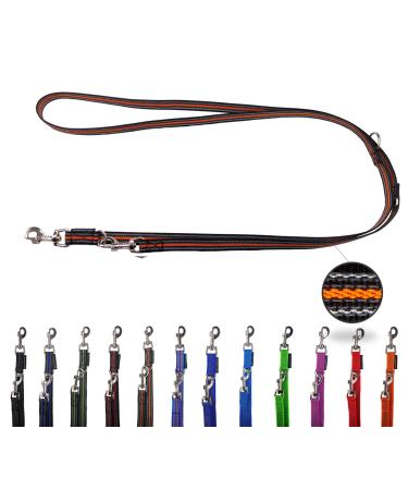Dog linen adjustable / double linen for medium and large dogs / 2m / 2.40m / 2.80m / 3.50m / 5m (black orange 2m) 2m black orange
