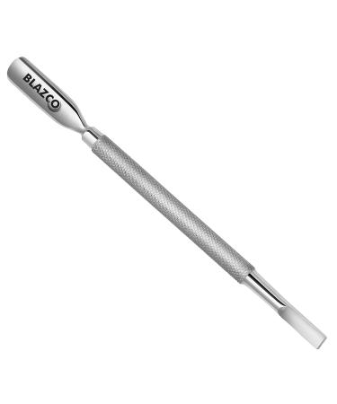Blazco Cuticle Pusher Professional Grade Stainless Steel Dual Sided Nail Cleaner, Durable Manicure and Pedicure Cutter Tool for Finger and Toe Nails Perfect Nail Pusher Cuticle Remover 1 Count (Pack of 1) Silver