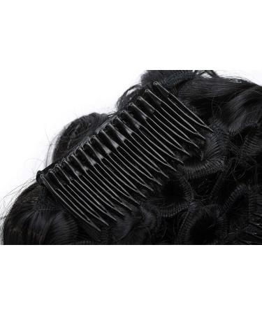 Dark Black Messy Curly Wavy Hair Extensions Bun Piece Up Do Drawstring Ponytail Clip in Comb Chignon - Buy Online on SooperMarket.com