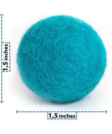MEOWFIA Wool Ball Toys - 6-Pack Safe for Cats and Small Dogs - Felted Wool Cat Toy, Aquamarine - 1.5 & 2 - Buy Online on SooperMarket.com