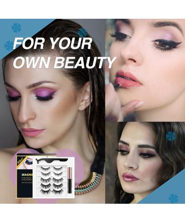 Ailun Magnetic Eyeliner and Eyelashes Kit - Volume Fluffy Natural Look - 5 Pairs Wispies Long Extension Lashes with Tweezers - Easy to Wear & Reusable - Buy Online on SooperMarket.com