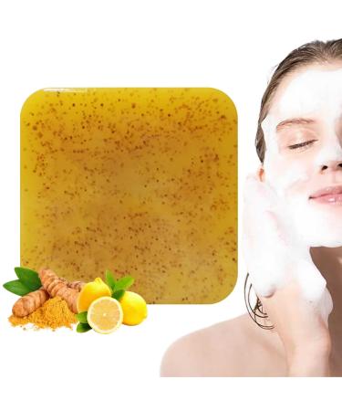 Lemon Turmeric Kojic Soap 2.4x2.4x1" Moisturizing Lemon Turmeric Soap Bar for Hyperpigmentation Dark Spots Natural Organic Kojic Soap for Face Back Legs Body 1Pc