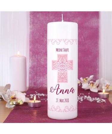 Personalized Striefchen Candle for Baptism Communion & Confirmation - Custom Name & Date for Girls - Buy Online on SooperMarket.com