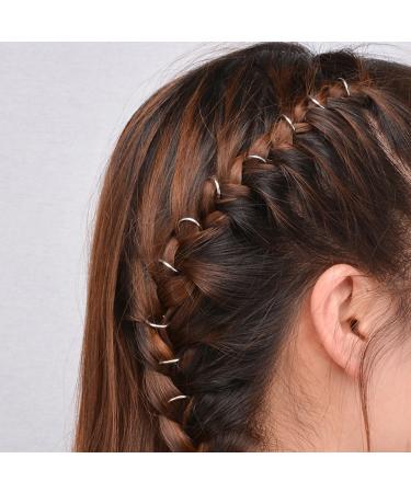 Pack of 20 hair clips for French braids punk look hand cross shell leaf or ring Silver Circle