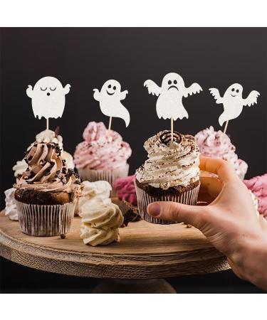Rsstarxi 30 Halloween Ghost Cupcake Toppers Glitter White Spooky Halloween Cupcake Picks Halloween Baby Shower Cake Decorations for Ghost Theme Birthday Halloween Party Decorations Design 20 - Buy Online on SooperMarket.com