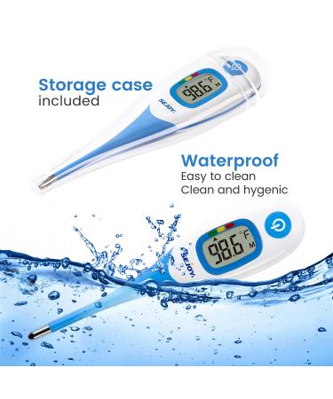 Digital Thermometer for Adults & Kids - Fast & Accurate Fever Reading for Oral, Armpit & Rectal Use - Flexible Tip & Waterproof - Large LCD Display - Ideal for Home Use - Termometro - Buy Online on SooperMarket.com