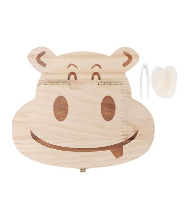 Baby Tooth Box Hippo Shaped Baby Tooth Fairy Box Keepsake for Lost Tooth Primary Teeth Organizer with English Words Baby Shower & Birthday Gift