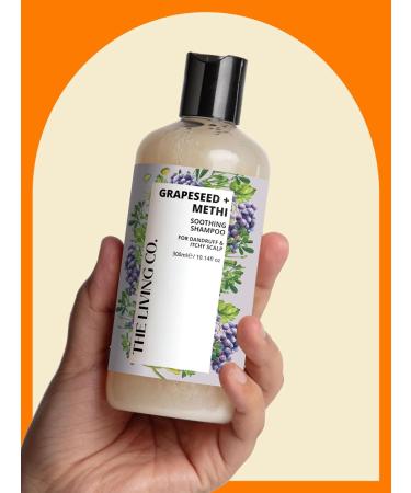Shop THE LIVING CO Soothing Shampoo & Conditioner Combo - Grapeseed & Methi for Dandruff Relief | 600ml International Shipping Available - Buy Online on SooperMarket.com