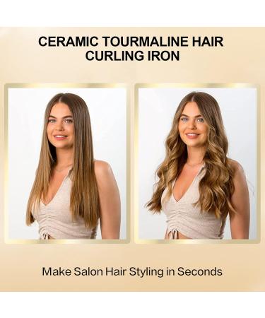 DAN Technology 3/4 Inch Tourmaline Ceramic Hair Curling Iron - Fast Heating LCD Screen Auto Off | Ideal for DIY & Salon Use (Gold Black - Buy Online on SooperMarket.com