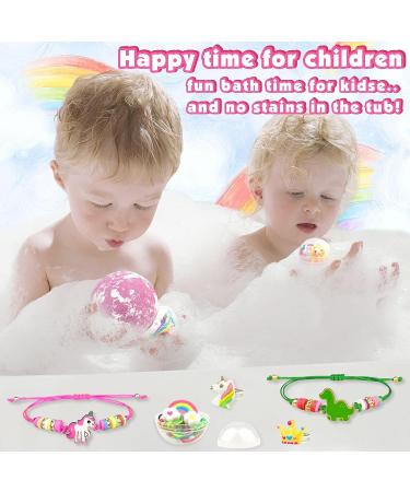 Organic Bubble Kids Bath Bombs with Surprises - Set of 6 | Safe & Natural Gifts for Girls 4-9 Years Old | Includes Bracelets and Rings Toys | Easter Basket Stuffers - Buy Online on SooperMarket.com