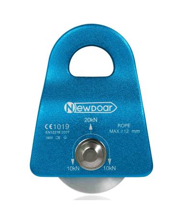 NewDoar Micro Mobile Single Pulley,20kN(4500 lb) Max Rope 1/2in for Rigging Arborist Climbing Rescue,CE Certified One Unit (20KN Pulley Blue)