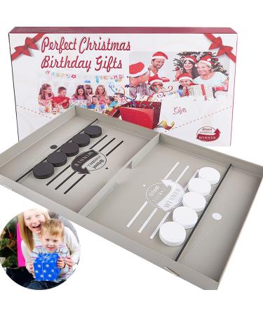 Fast Sling Puck Game, Puck Sling Game, Slingshot Table Hockey Puck Board Game for Kids&Adults Family (17x10in Metal Board)-Birthday Gifts