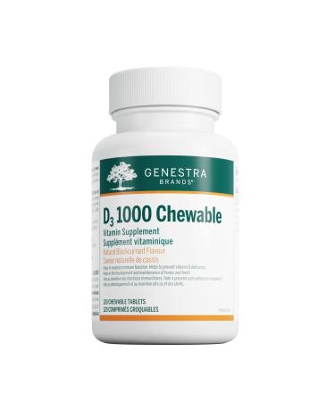 Genestra Brands - D3 1000 Chewable - Vegetarian Vitamin D Supplement - 120 Chewable Tablets - Natural Blackcurrant Flavour