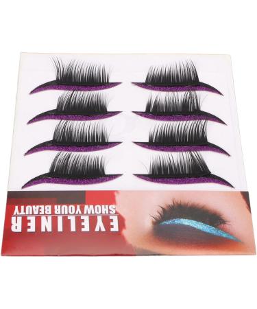 Eyelash Stickers Set 4 Pairs Reusable Waterproof Self Adhesive Glitter Easy to Use Makeup Bold Colors Black Wide Application (Purple) - Buy Online on SooperMarket.com