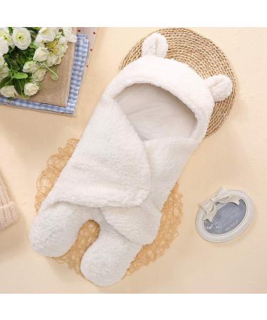 Yinuoday Baby Hooded Swaddle Blanket | Fleece Sleeping Bag for Newborn Boys and Girls - White - Buy Online on SooperMarket.com