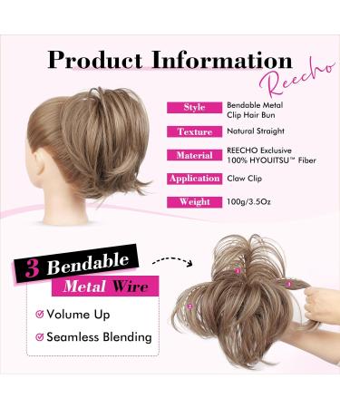 REECHO Messy Bun Hair Piece Claw Clip Short Ponytail Extension for Women - Dark Blonde - Buy Online on SooperMarket.com