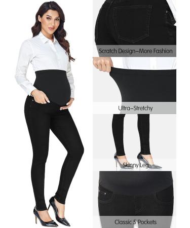 PACBREEZE Women's Maternity Jeans Over The Belly Slim Stretch High Waist Denim Pants - Black XXL - Buy Online on SooperMarket.com
