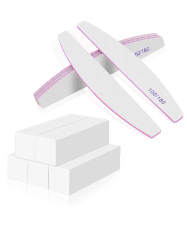 FRIUSATE 10 pieces White Nail Buffer Block with Nail Files Nail File Sanding Blocks Smoothing Shaping and Buffing for Natural Acrylic and Gel Nails
