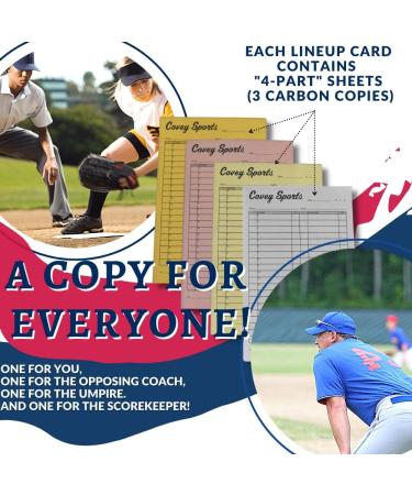 Covey Sports Baseball Softball Scorebook Side by Side Format (50 Games) + Lineup Cards (50-Pack) - Large Format Book with Line Up Card Sheets - Buy Online on SooperMarket.com