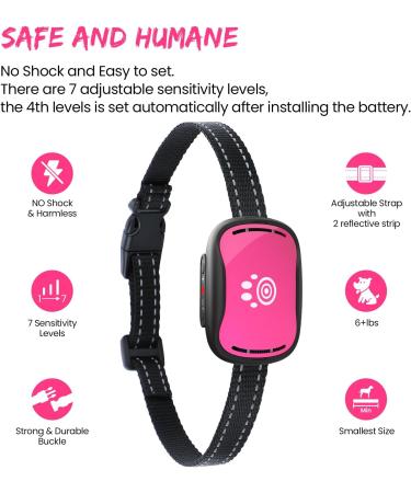 Small Dog Bark Collar - Adjustable Anti-Barking Device with Beep and Vibration - Humane Deterrent for Small to Medium Dogs - Pink - Buy Online on SooperMarket.com