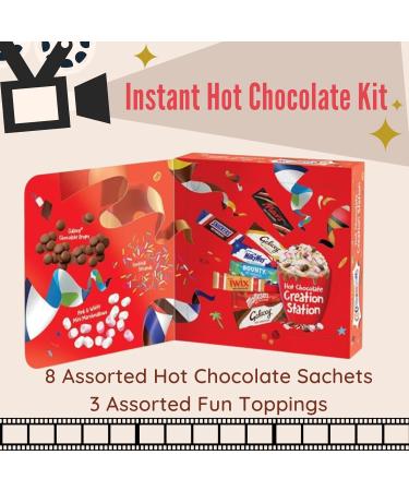 Movie Night Hamper - Celebrations Hot Chocolate Gift Set with Microwave Popcorn - 8 Hot Chocolate Sachets & 3 Hot Chocolate Toppings - Snack Hamper Movie Night Box - Buy Online on SooperMarket.com