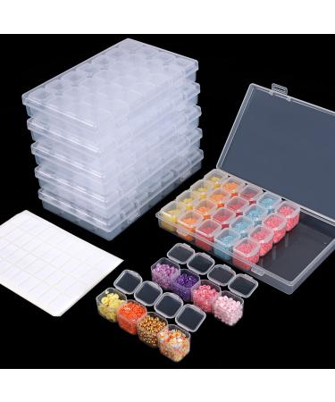 SGHUO 168 Slots 6pcs 28 Grids Diamond Painting Boxes Plastic Organizer, Bead Organizer transparent