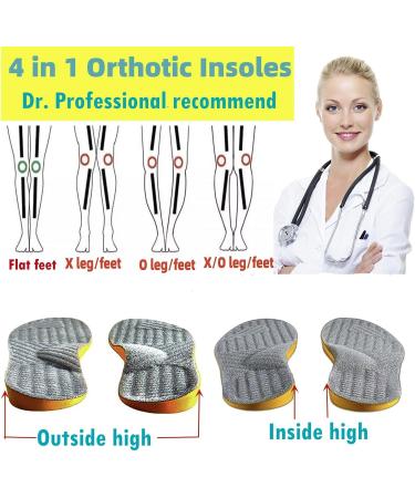 Goofort Women Men Posture Correcting Orthotic Insoles - 4-in-1 Gel Inserts for Flat Feet, High Arch Support, Orthopedic Relief - Gray, Size 5-6 - Buy Online on SooperMarket.com