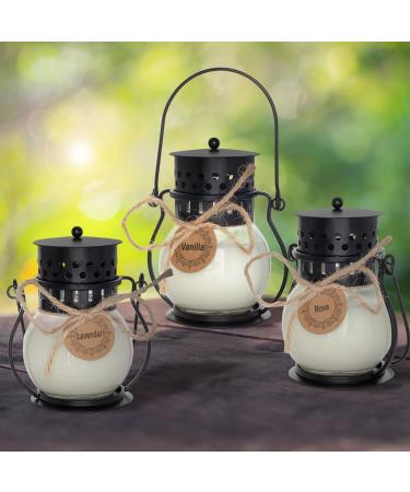 Fragrance candles 3 pieces of candles for women soy wax aromatherapy candles in a mini-lantern for Mother's Day Christmas Valentine's Day Yoga Lavendel Vanilla (3 x 2.5oz)