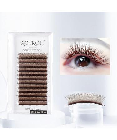 ACTROL YY Brown D Curl 0.07mm 8-15mm Eyelash Extensions - Y Shaped Premade Soft Lashes for Easy Volume - Brown/0.07D8-15mm - Buy Online on SooperMarket.com