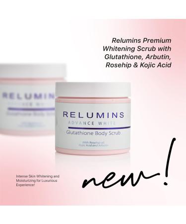 Relumins Premium Brightening Scrub - Intense Exfoliant with Glutathione Arbutin Rosehip & Kojic Acid for Radiant Skin - 400ml International Shipping - Buy Online on SooperMarket.com