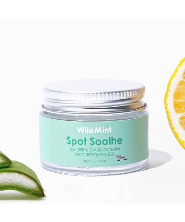 WildMint Spot Soothe Natural Spot Treatment Gel | Reduces Breakouts Scars & Irritation | Tea Tree Healing Serum for Acne Prone Skin Blemishes Redness & Ingrown Hairs | Cruelty-Free UK Skincare 30ml