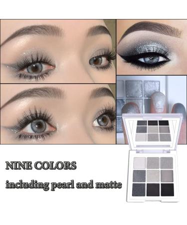 Black Smokey Eyeshadow Palette - 9 Cool Toned Matte Glitter Shades | Long Lasting & Waterproof Makeup for Girls and Women - Silver - Buy Online on SooperMarket.com