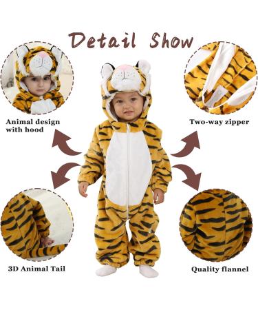 Doladola Unisex Baby Toddler Romper Jumpsuit Hooded Cartoon Sleepsuit | Infant Outfit 6-12 Months (Tiger) - Buy Online on SooperMarket.com