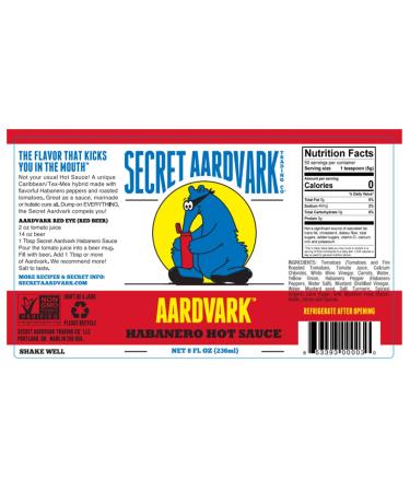 Secret Aardvark Hot Sauce Sampler Pack | Variety of Habanero, Drunken Jerk, Garlic Black Bean, Serrabanero | Non-GMO & Low Carb | 8 oz Bottles (4 Pack) - Buy Online on SooperMarket.com