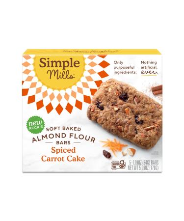 Simple Mills Almond Flour Snack Bars Spiced Carrot Cake - Gluten Free Made with Organic Coconut Oil Breakfast Bars Healthy Snacks Paleo Friendly 6 Ounce (Pack of 1) Spiced Carrot Cake (Pack of 1)