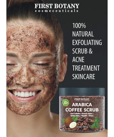 Organic Arabica Coffee Scrub with Coconut and Shea Butter - Acne & Cellulite Treatment, Varicose Vein Therapy - 10 oz - Buy Online on SooperMarket.com