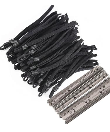 100Pcs 1/5 Inch Elastic String Cord Bands for Masks with Cord Locks & 50Pcs Aluminum Nose Bridge Strips for Sewing Crafts DIY Mask Handmade Crafting (Black)