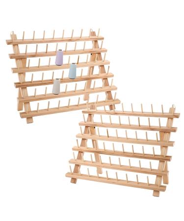 Tosnail 2 Pack 60 Spools Wooden Thread Holder Thread Rack Sewing and Embroidery Thread Organizer