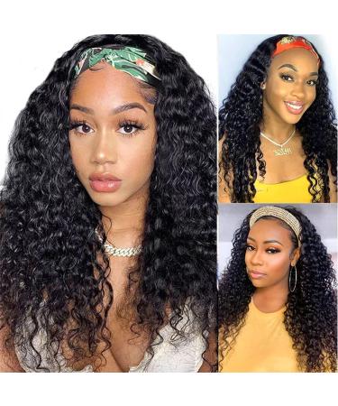 16 Inch Deep Wave Headband Wig | Brazilian Virgin Human Hair | Glueless Curly Wave | 150% Density | Natural Color | Wear and Go Machine Made Wig for Black Women - Buy Online on SooperMarket.com